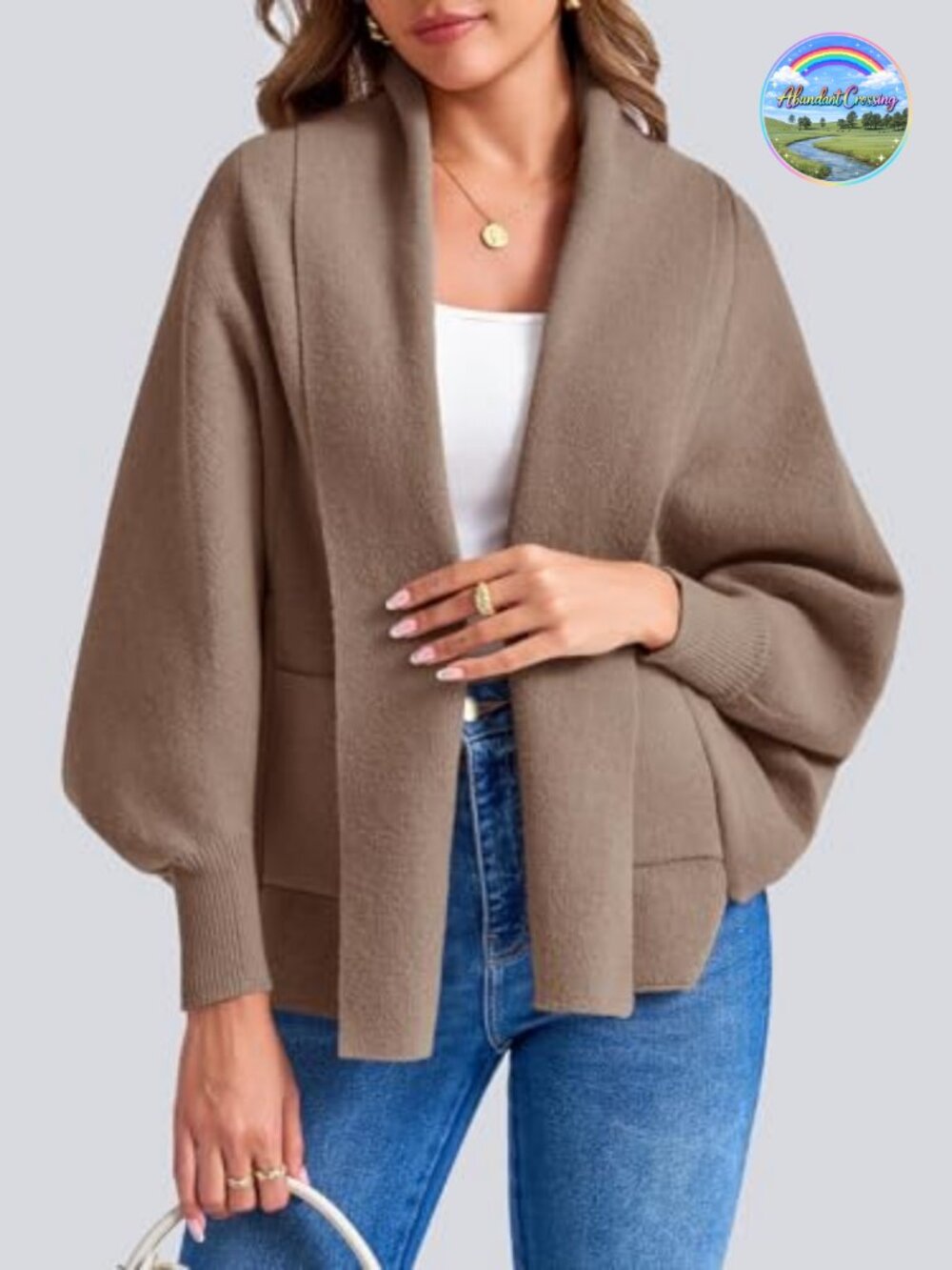 Women's Open Front Batwing Long Sleeve Shawl Chunky Knit Cardigan Sweater Coat
